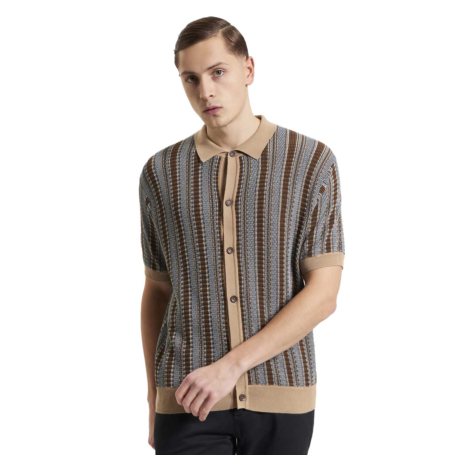 Ben Sherman Textured Stripe Knitted Shirt